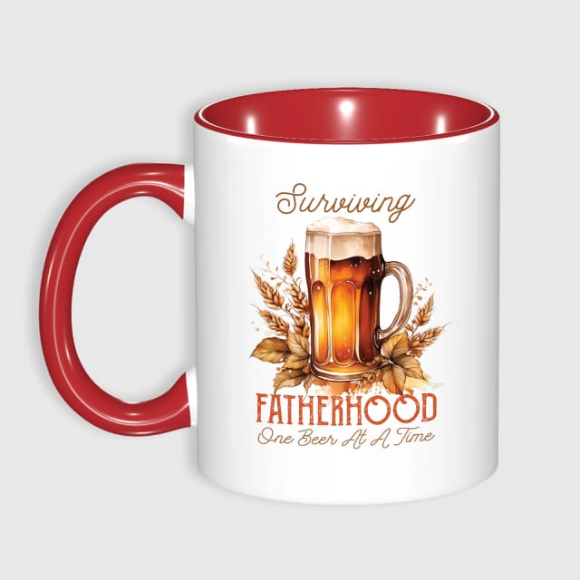 Surviving Fatherhood Red Accent Mug for Dads Gift