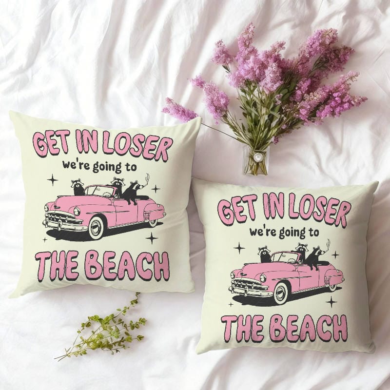 Funny Raccoon Beach Quote Throw Pillow for Friend Summer Decor