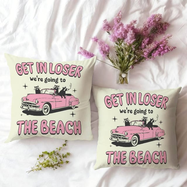 Funny Raccoon Beach Quote Throw Pillow for Friend Summer Decor