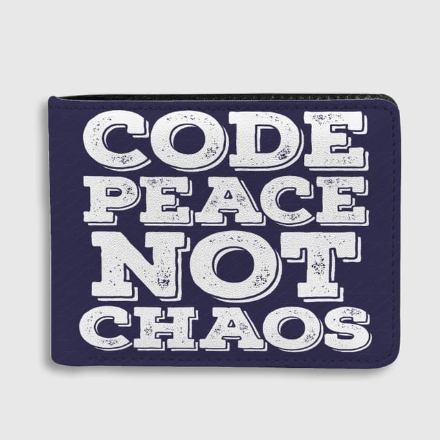 Code Peace Not Chaos Bifold Wallet for Programmers Coders Birthday Holiday Gift
