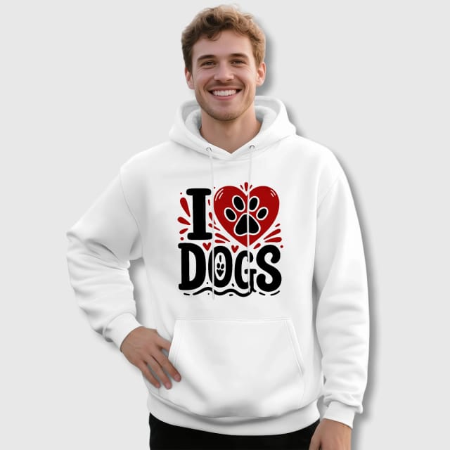 I Love Dogs Paw Print Hoodie for Dog Lovers