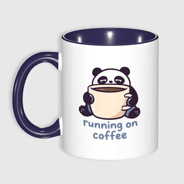 Funny 'Running on Coffee' Panda Mug for Coffee Lovers Gift