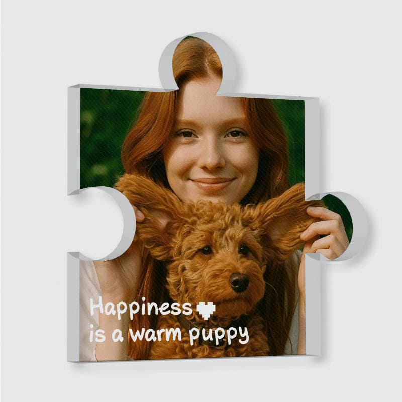 Custom Pet Photo Acrylic Puzzle Plaque for Pet Lovers Gift - 1