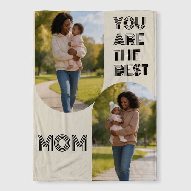 Custom Photo Fleece Blanket for Mom Mother's Day Gift