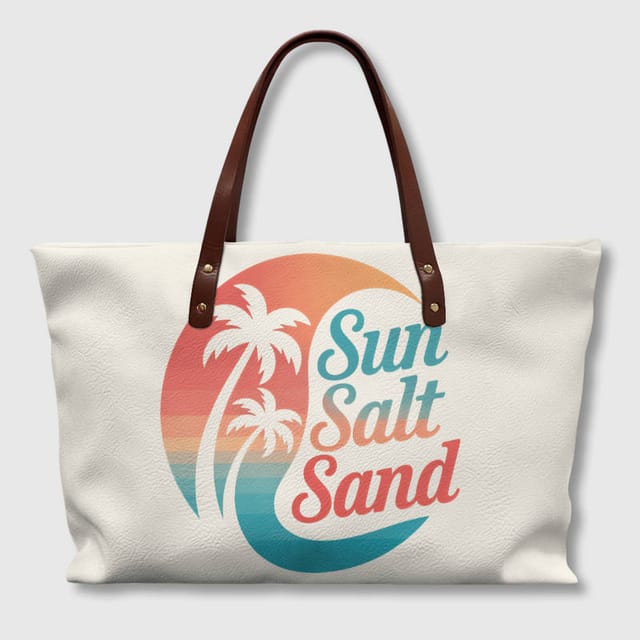 Sun Salt Sand Palm Tree Tote Bag for Beach Lovers Summer Travel