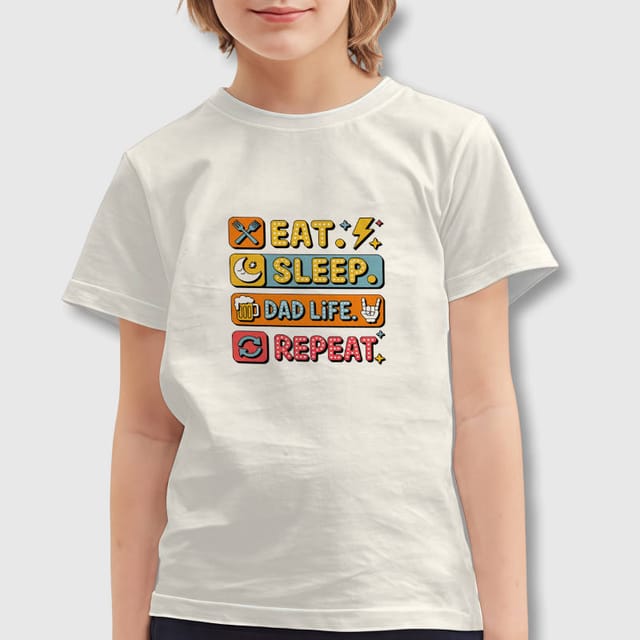 Funny Eat Sleep Dad Life Kids T-Shirt for Father's Day Gift
