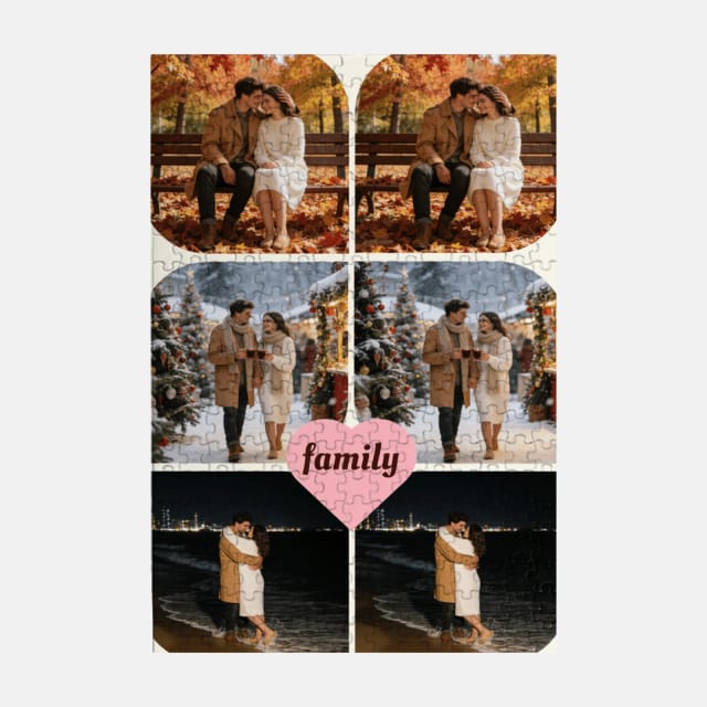 Custom Multi-Photo Collage Jigsaw Puzzle for Couples Anniversary Gift