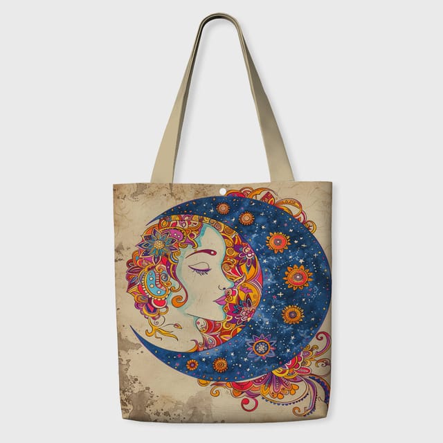Bohemian Moon Goddess Tote Bag for Boho Lovers Daily Use