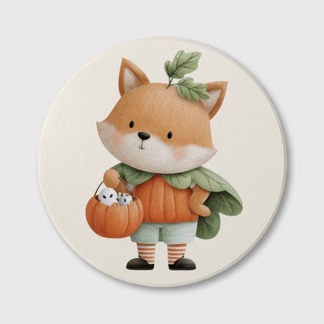 Cute Fox Ceramic Coaster for Fox Lovers Halloween