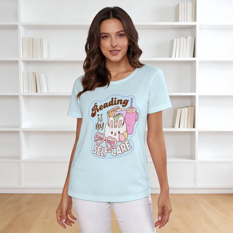 Cute Bunny Reading Quote T-Shirt for Book Lovers Daily Use