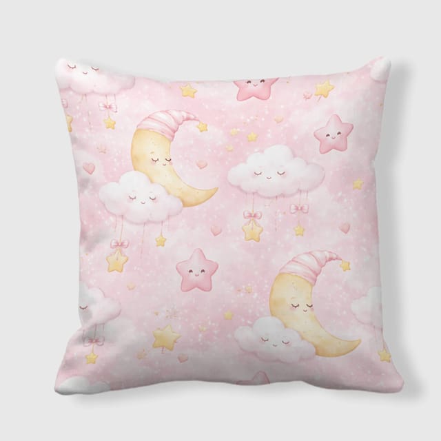 Pastel Moon Star Cloud Throw Pillow for Kids Nursery Gift