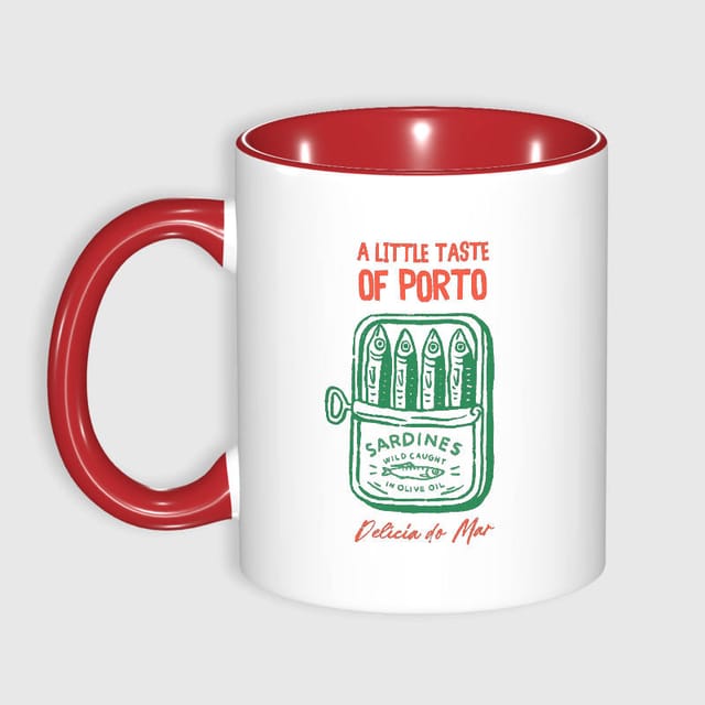 Porto Sardine Themed 11oz Coffee Mug for Travel Lovers Gift