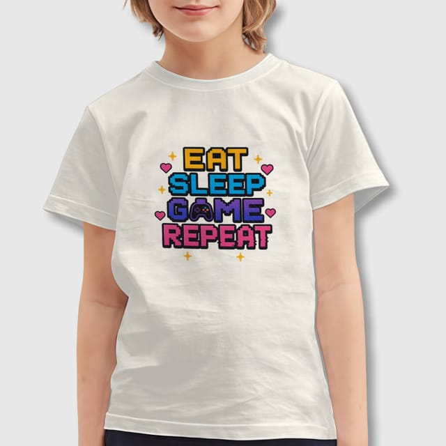 Eat Sleep Game Repeat Kids T-Shirt for Gamer Kids Birthday Gift