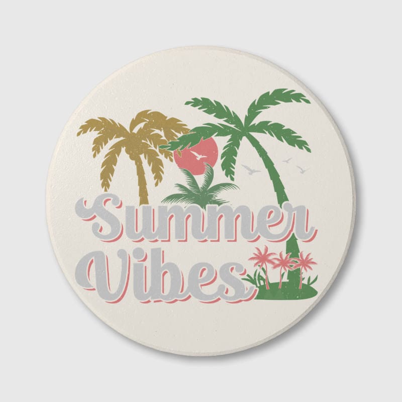 Summer Vibes Palm Tree Ceramic Coaster for Summer Lovers