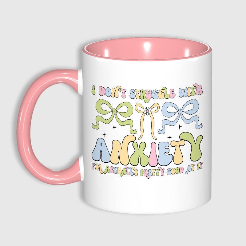 11oz Pink Accent Plain Ceramic Coffee Mug, Ideal For Daily Use And Gifting - 1