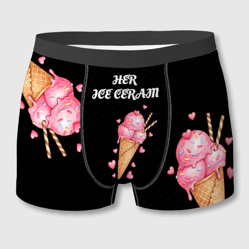 Pink Ice Cream Men's Boxer Briefs for Valentine's Day Gift