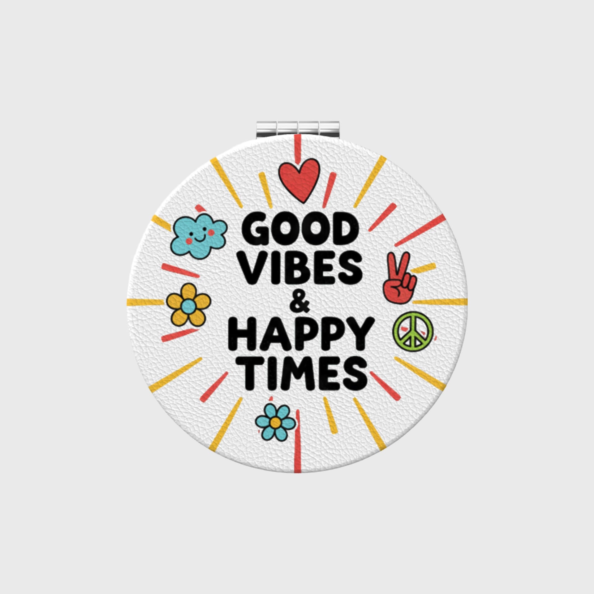 Custom Portable Pocket Makeup Mirror – Personalized PU Compact Mirror (Round)