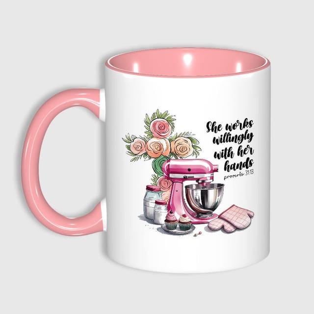 Floral Baking Proverbs Pink Mug for Baker Mom Mother's Day Gift