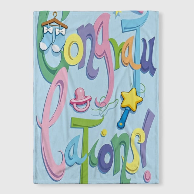Baby Congrats Fleece Blanket for New Parents Baby Shower Gift