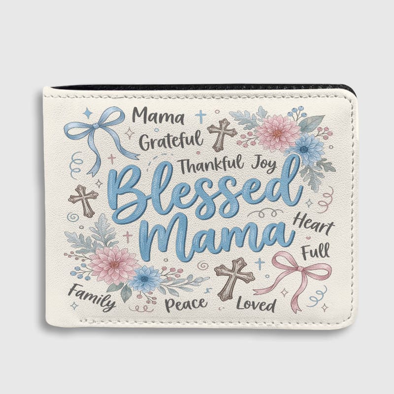 Floral Blessed Mama Wallet for Mom Birthday Gift