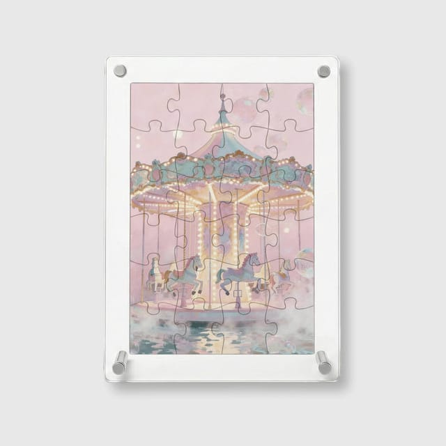 Pastel Carousel Acrylic Puzzle for Her Birthday Home Decor