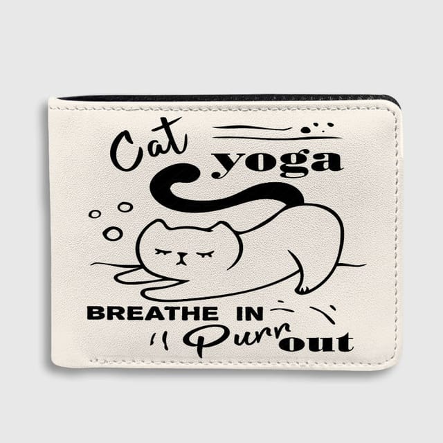Cat Yoga Print Bifold Wallet for Cat Lovers Yoga Fans Funny Birthday Holiday Gift