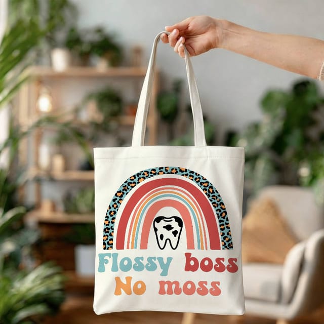 Funny Dental Pun Rainbow Tote Bag for Dentist Daily Gift