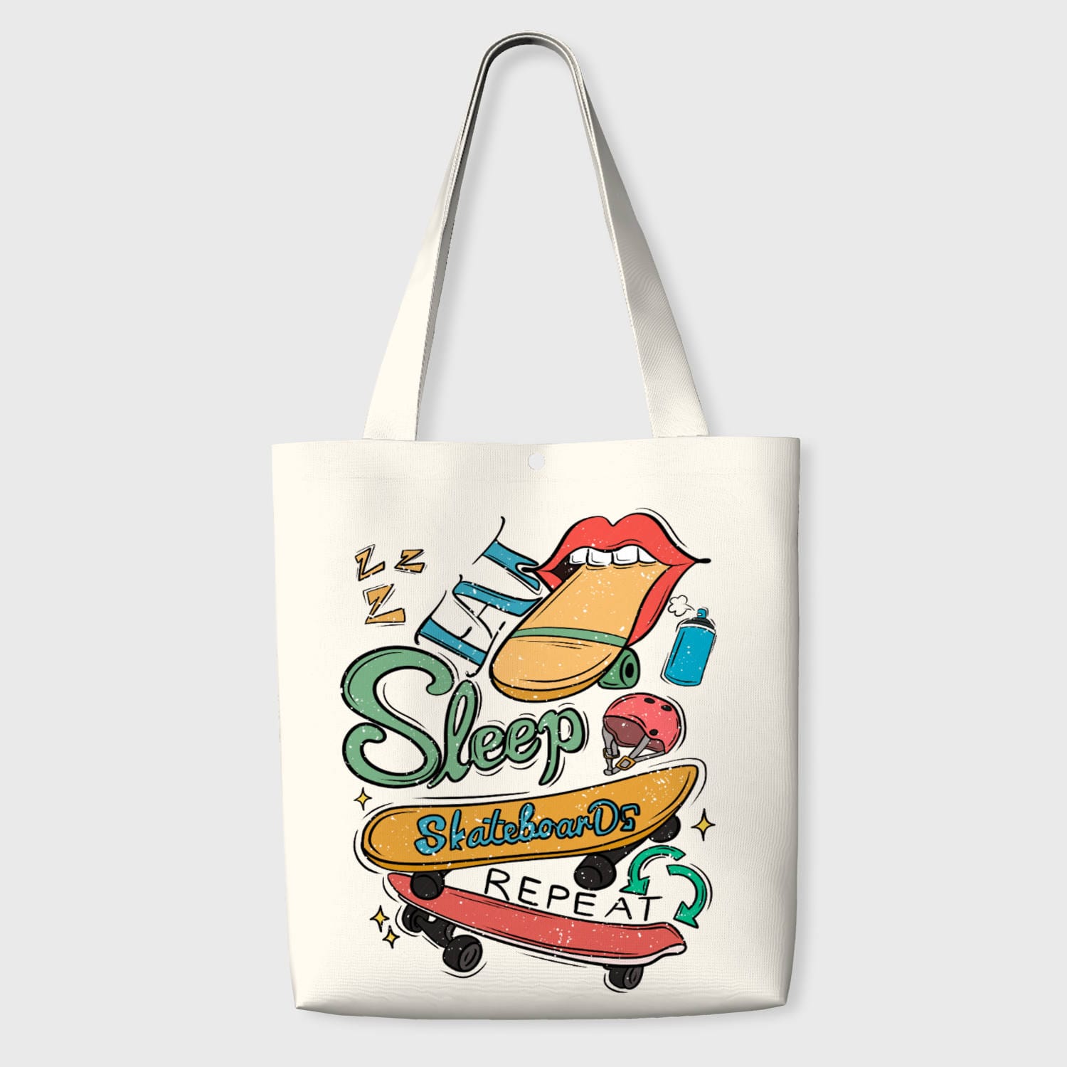 Eat Sleep Skate Print Tote Bag for Skaters Daily Use
