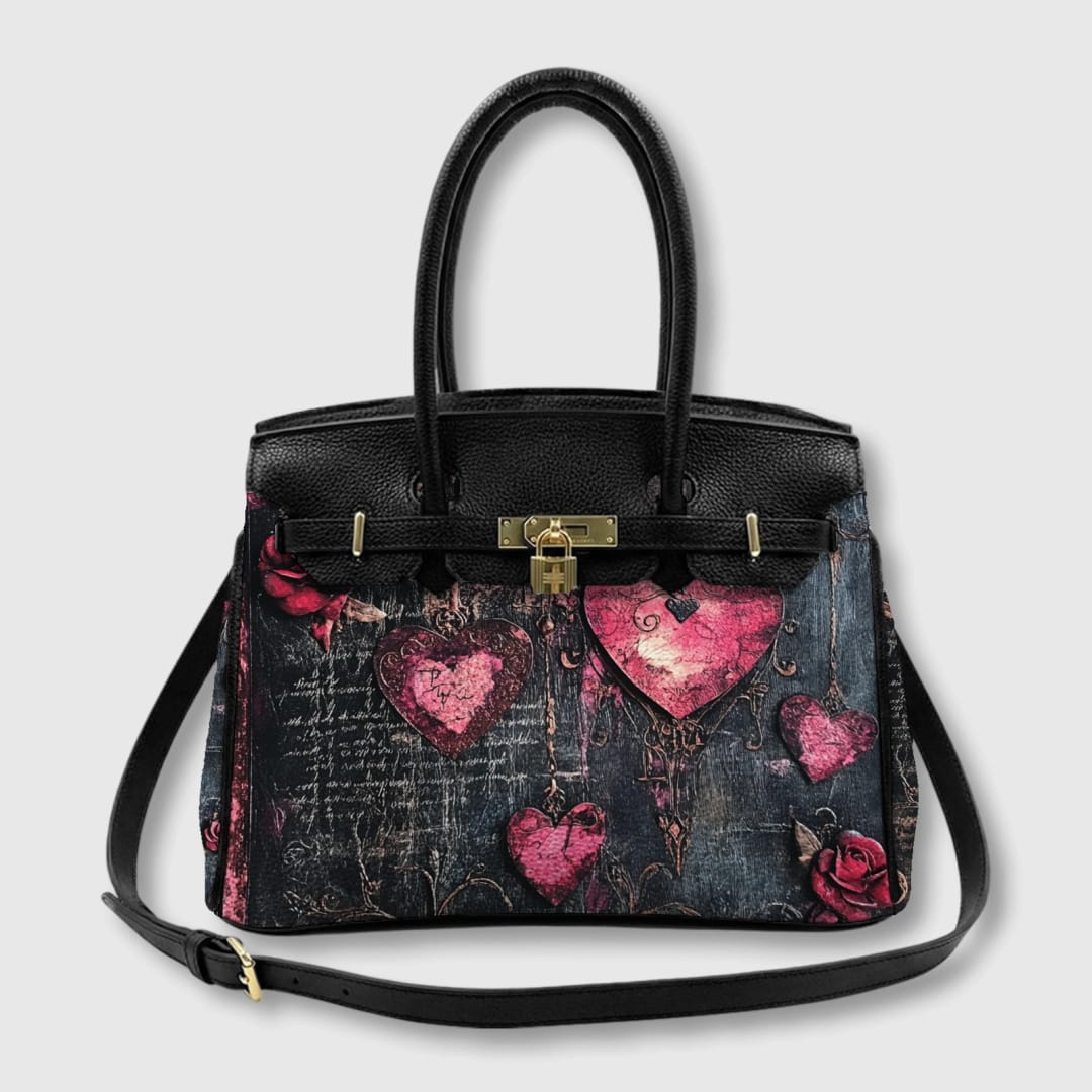 Personalized Gothic Heart & Rose PU Handbag - 1
