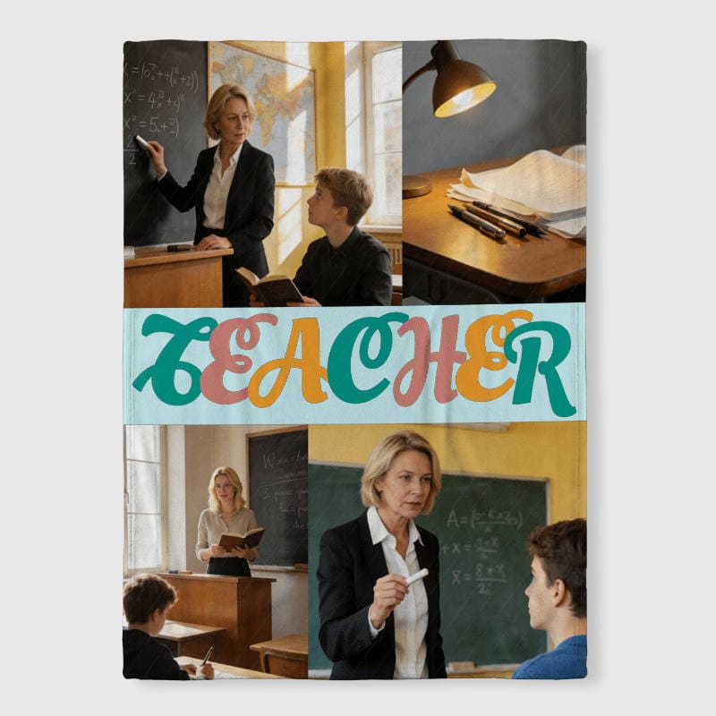 Custom Teacher Collage Fleece Blanket for Teacher Gift