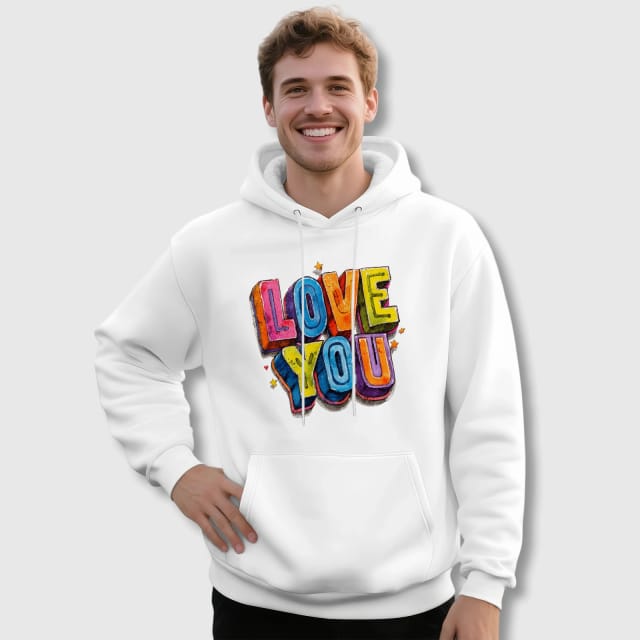 Love You Graffiti Pullover Hoodie for Him Valentine's Gift