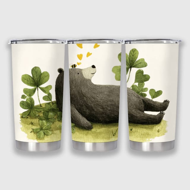 Cute Bear Bee 20oz Insulated Tumbler for Animal Lovers Daily Use