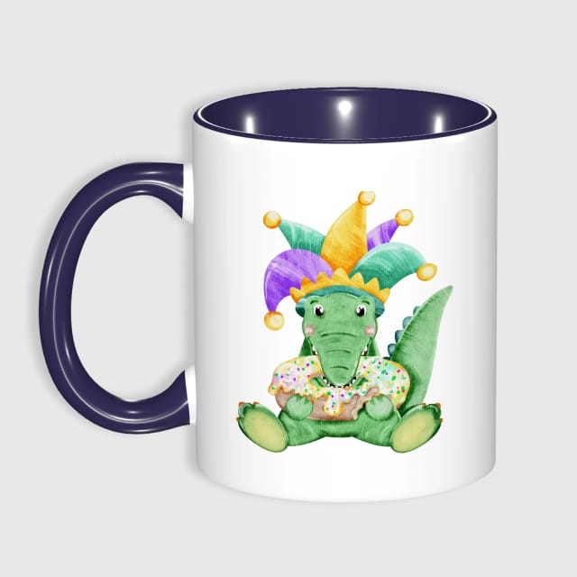 Mardi Gras Alligator Donut 11oz Mug for Gifts & Daily Use