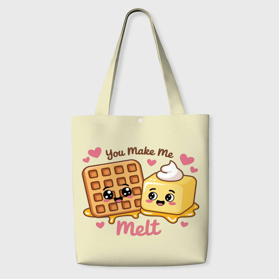 Cute Waffle Butter Pun Tote Bag for Couples Valentine Gift - 1