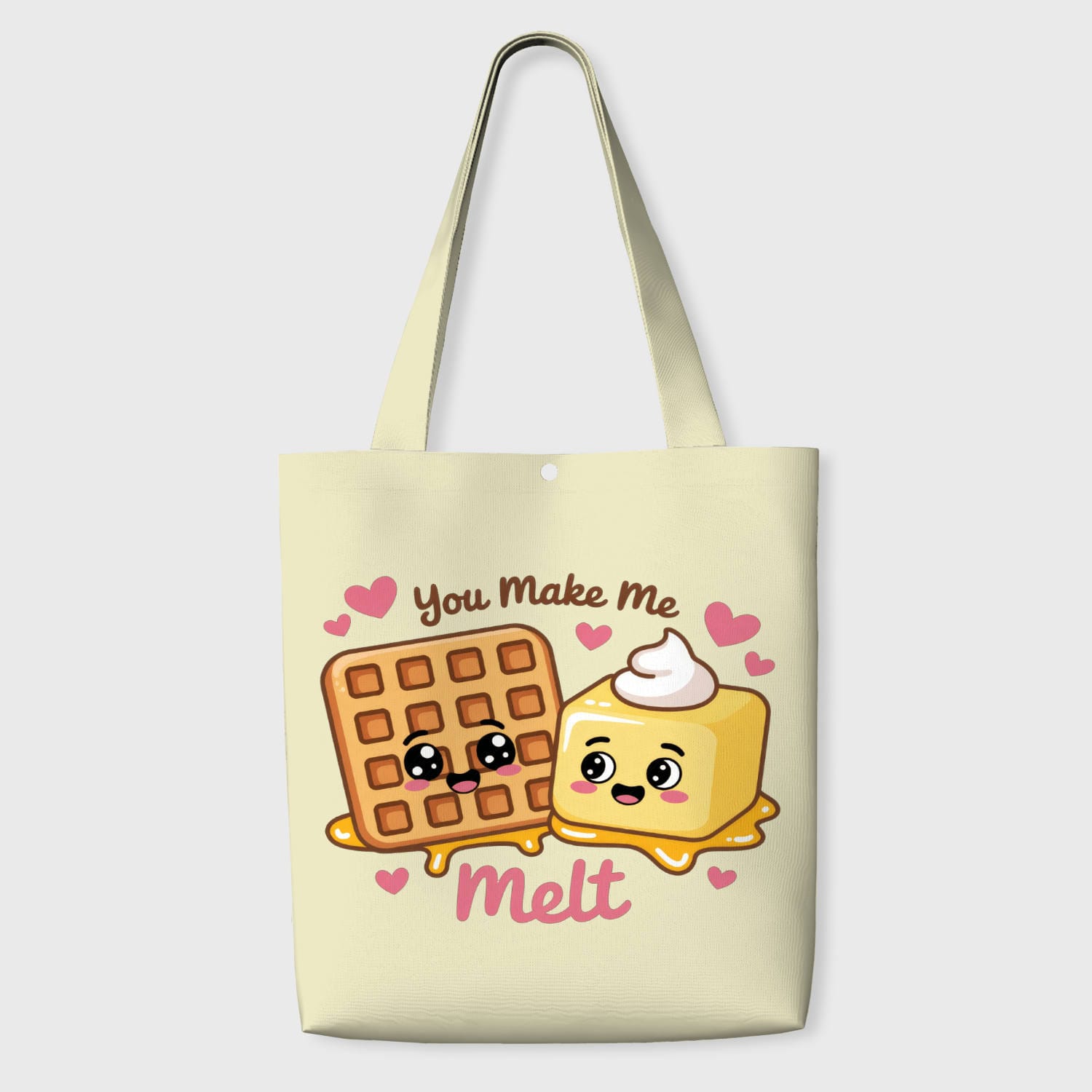 Cute Waffle Butter Pun Tote Bag for Couples Valentine Gift