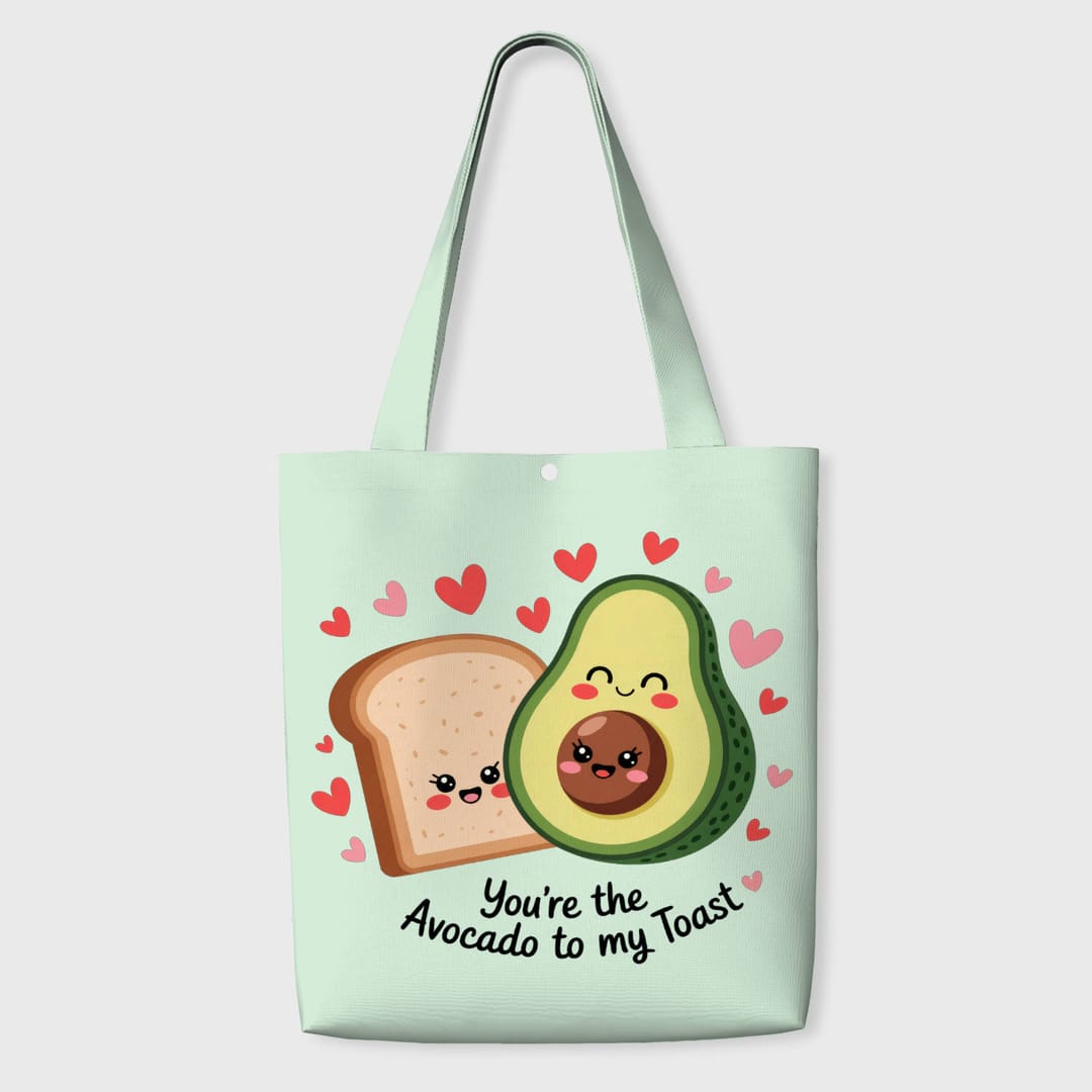 Kawaii Avocado Toast Tote Bag for Couple Gift - 1