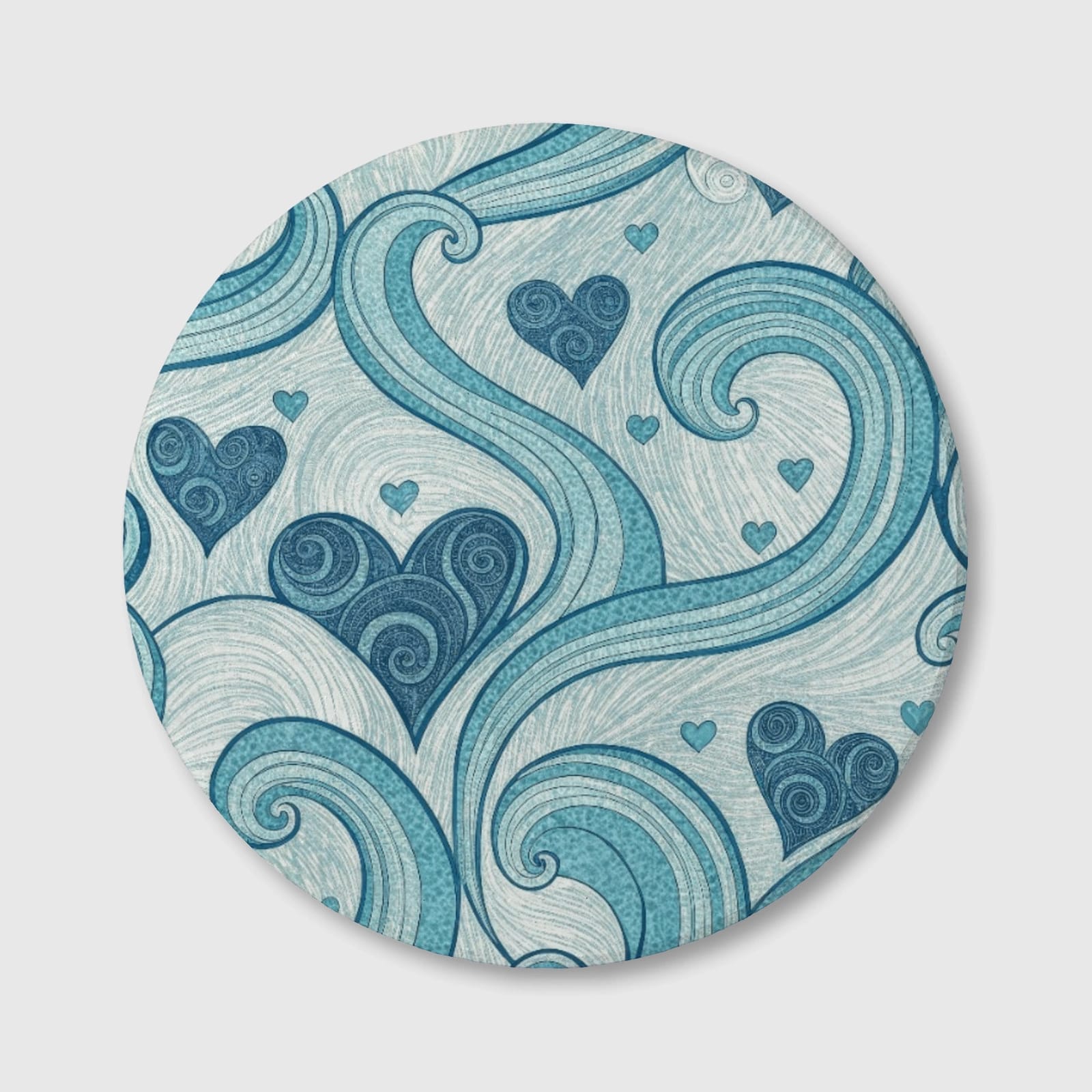 Teal Heart Wave 3.94in Coaster for Valentine's Gifts