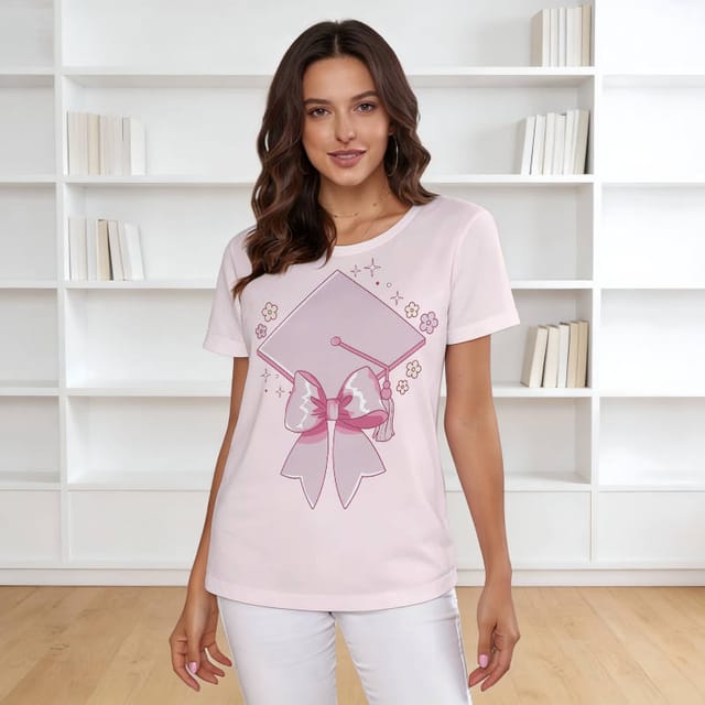 Pink Grad Cap Bow T-Shirt for Graduates Graduation Gift