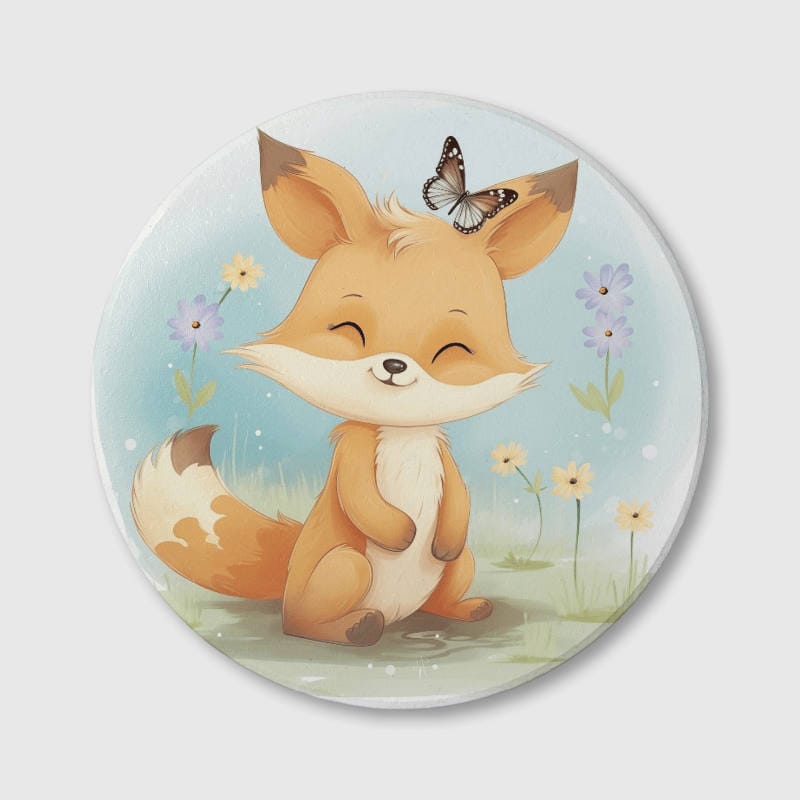 Cute Woodland Fox Ceramic Coaster for Pet Lovers Daily Use