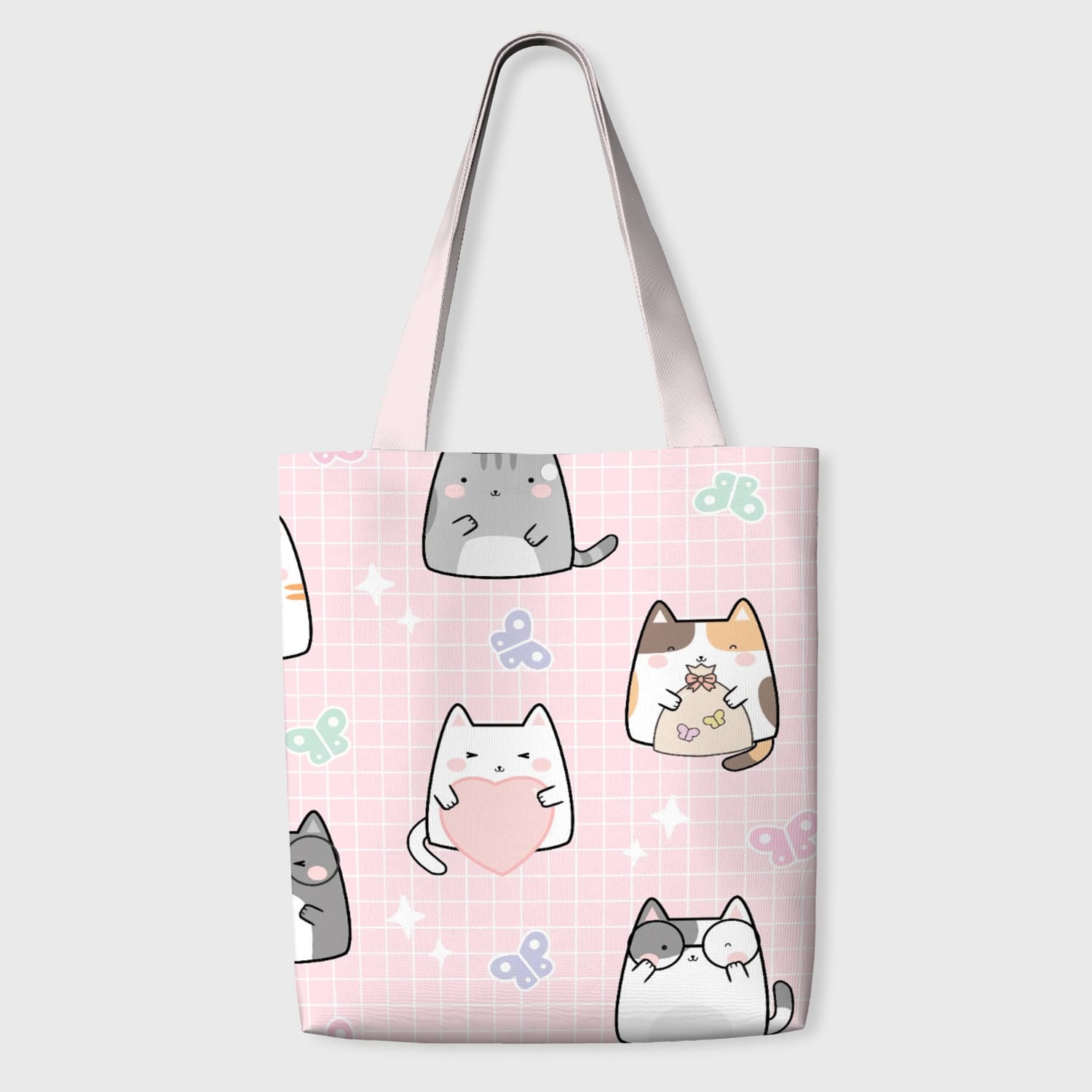 Kawaii Cat Print Tote Bag for Cat Lovers Daily Use