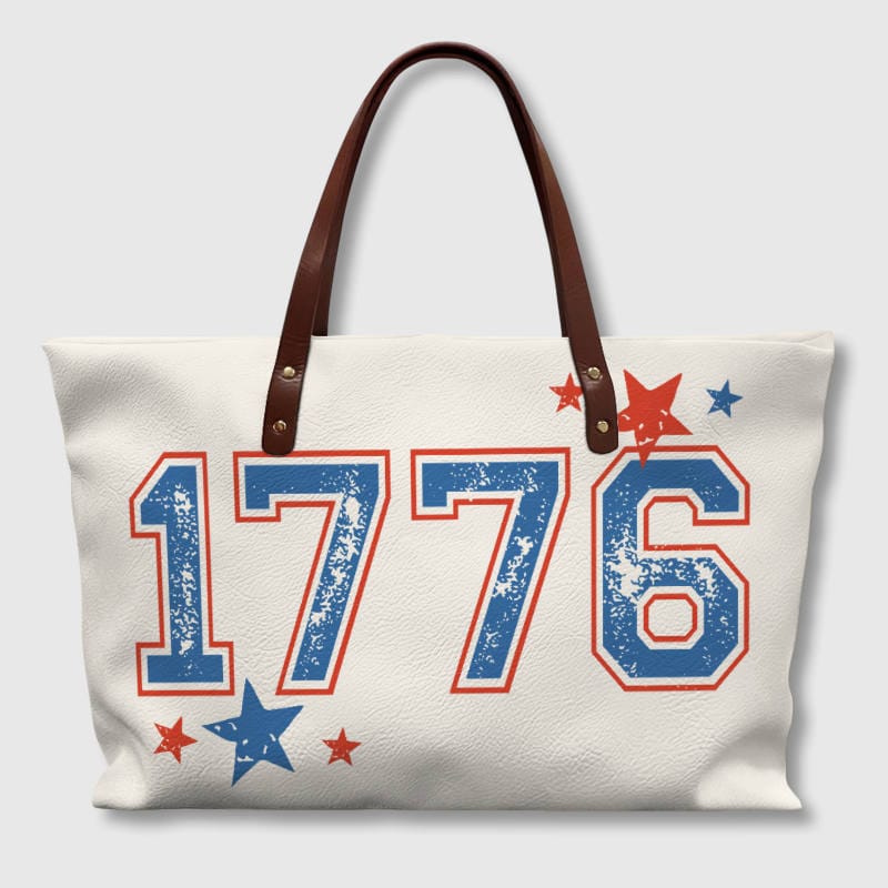 1776 Patriotic PU Tote Bag for Americans Daily Use