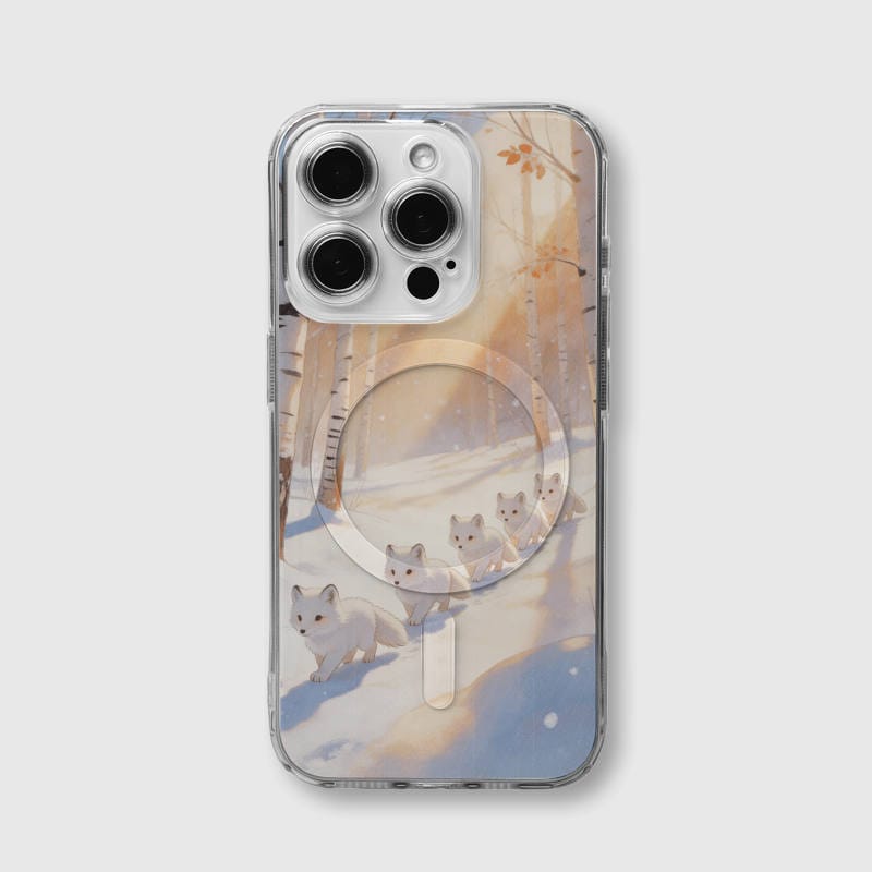 Cute Arctic Fox Clear Magnetic Case for Fox Lovers Winter Gift - 1