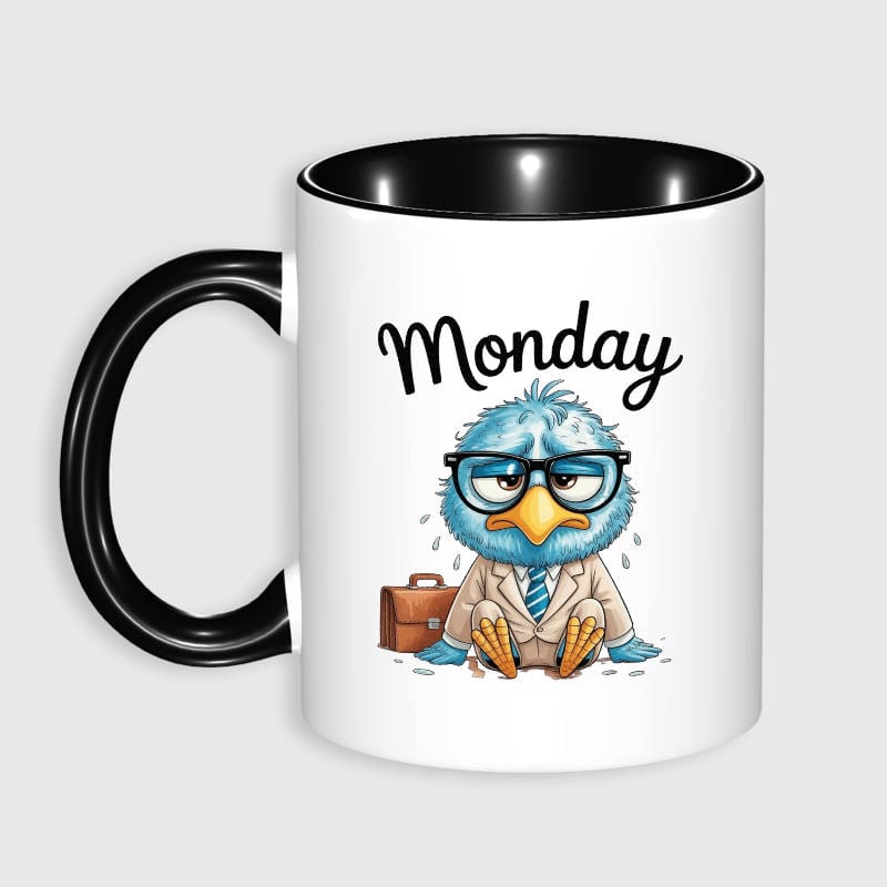 Funny Monday Blue Bird Mug for Office Workers Daily Use