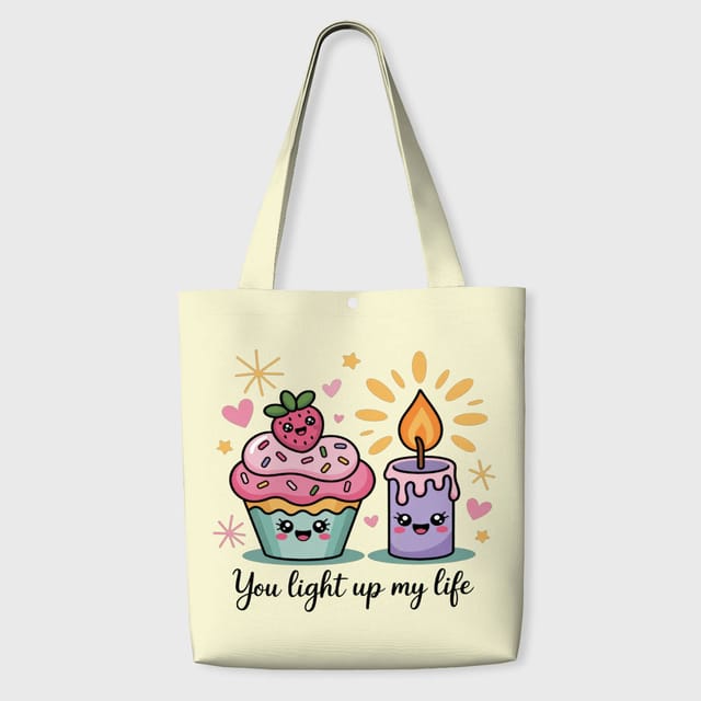 Cupcake Candle Pun Tote Bag for Valentine Gift