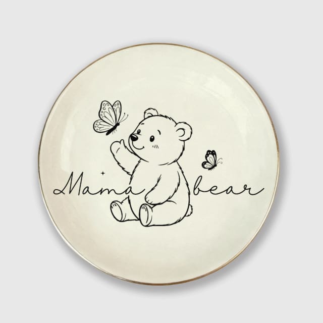 Mama Bear Line Art Trinket Tray for Mother's Day Gift
