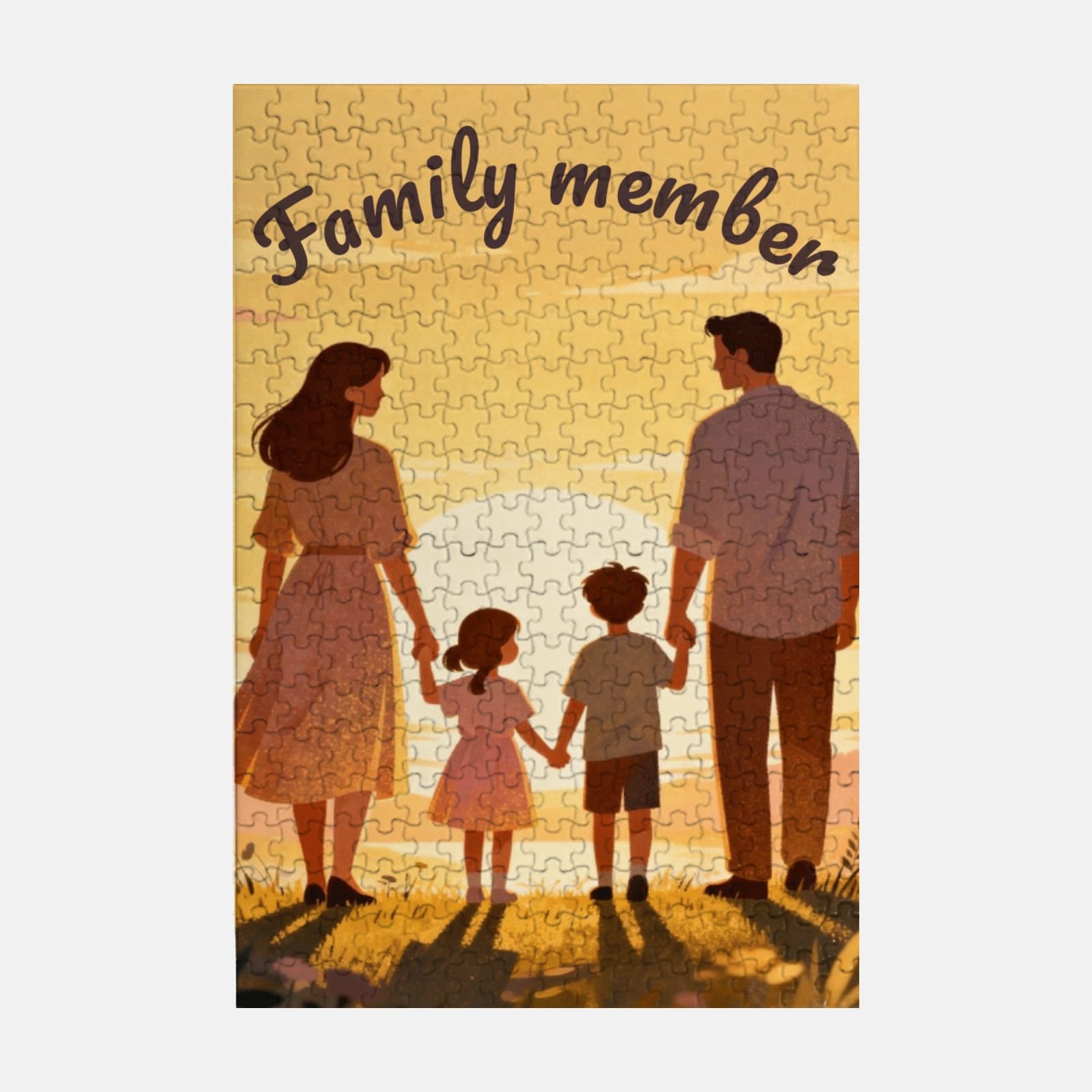 Sunset Family Silhouette Custom Jigsaw Puzzle for Family Gifts