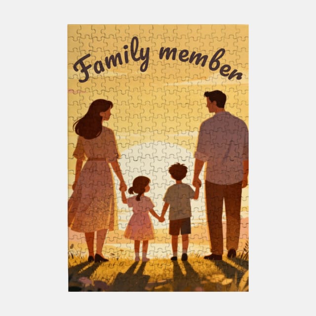 Sunset Family Silhouette Custom Jigsaw Puzzle for Family Gifts