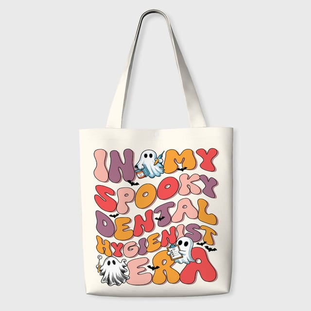 Spooky Ghost Dental Hygienist Tote Bag for Halloween Gift