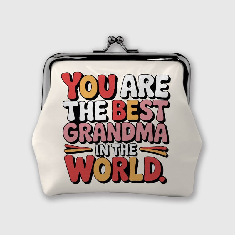 Best Grandma In The World Kiss Lock Coin Purse Sweet Gift for Grandmother Birthday & Mother's Day