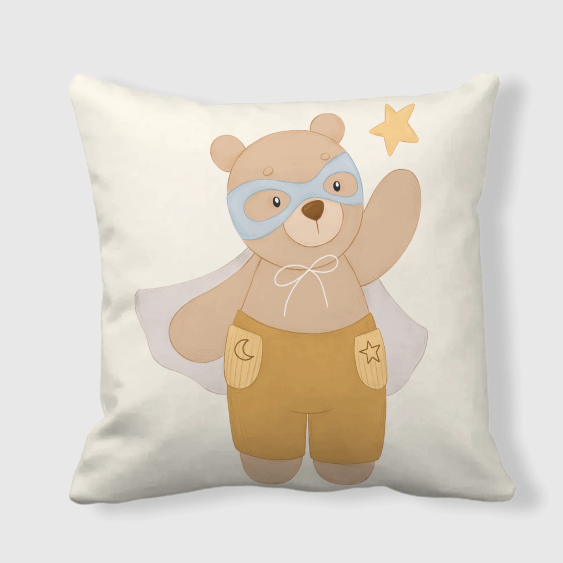 Superhero Teddy Bear Throw Pillow for Kids Nursery Decor